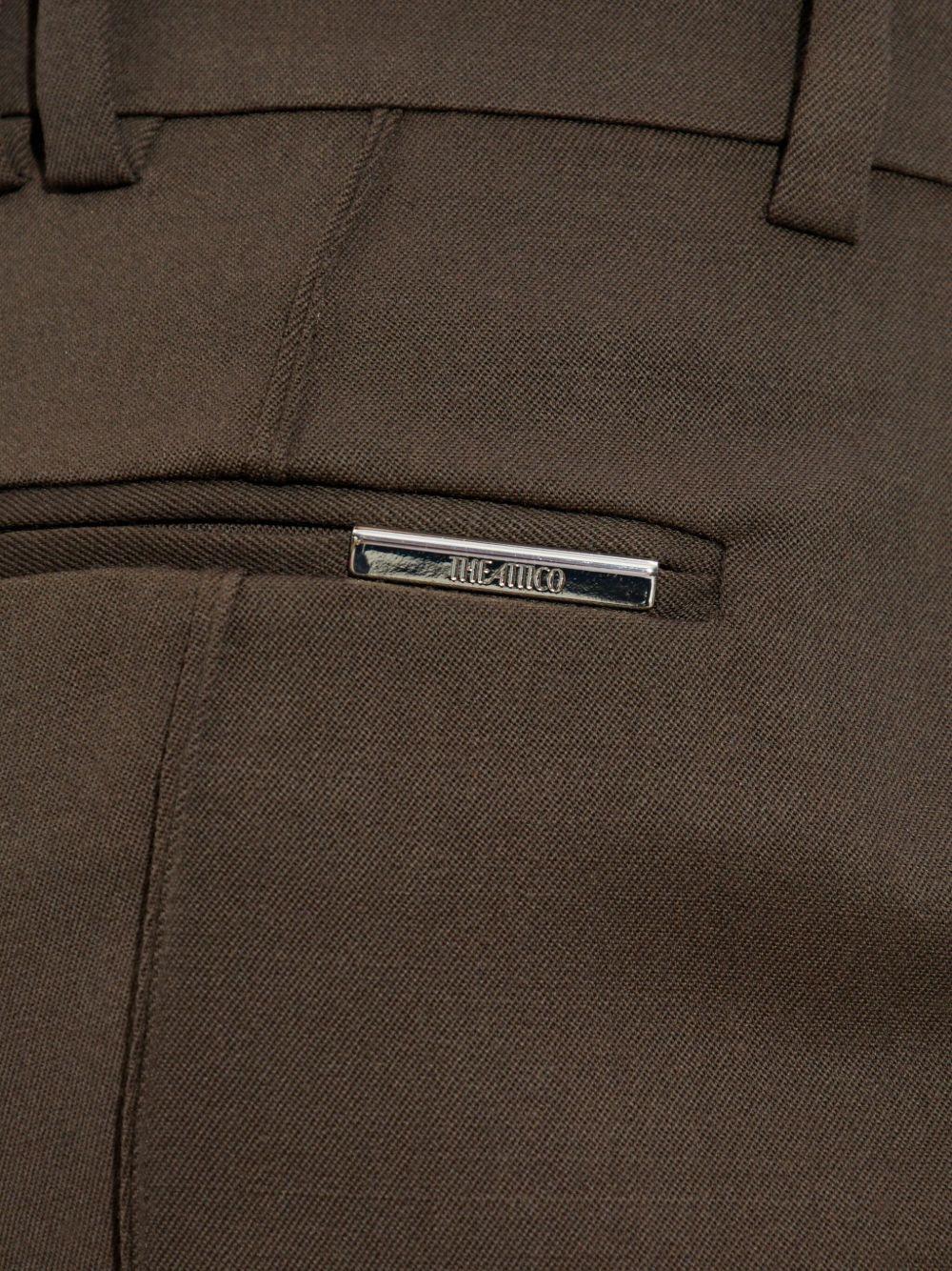 THE ATTICO Pantaloni in gabardine di lana stretch marroni