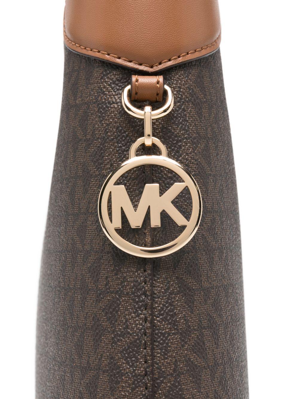 MICHAEL KORS Borsa a spalla 'Alice' marrone con logo all-over
