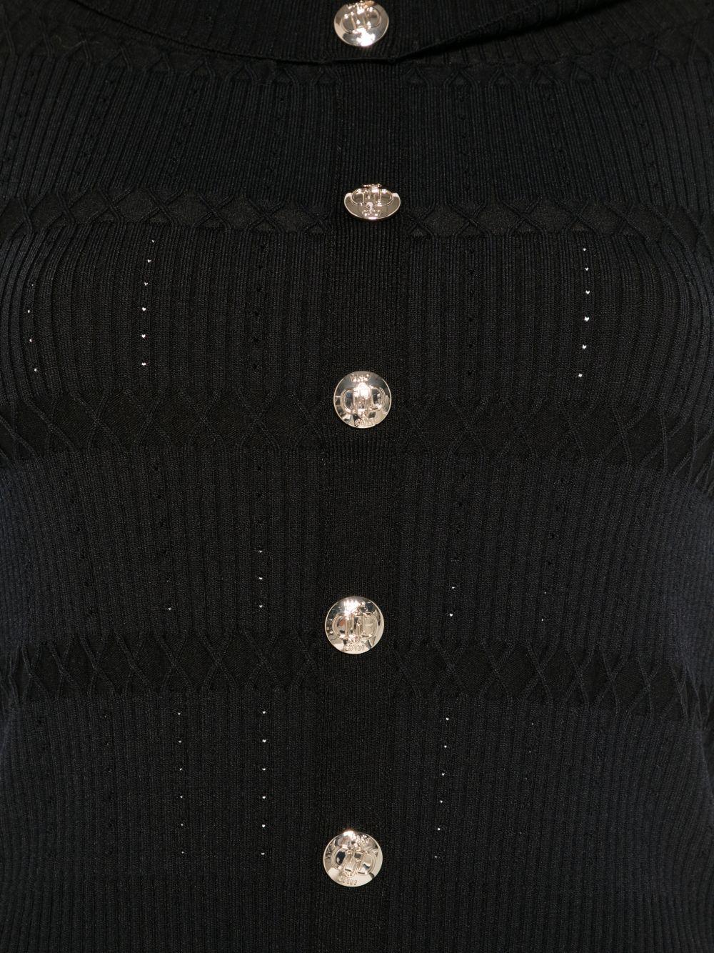 LIUJO Top nero senza maniche con bottoni dorati