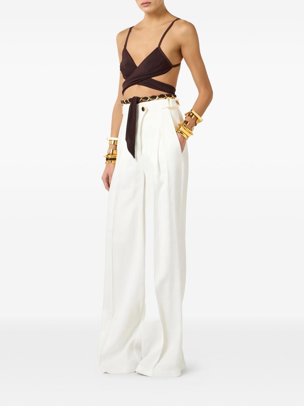 ELISABETTA FRANCHI Pantaloni bianchi avorio a gamba larga