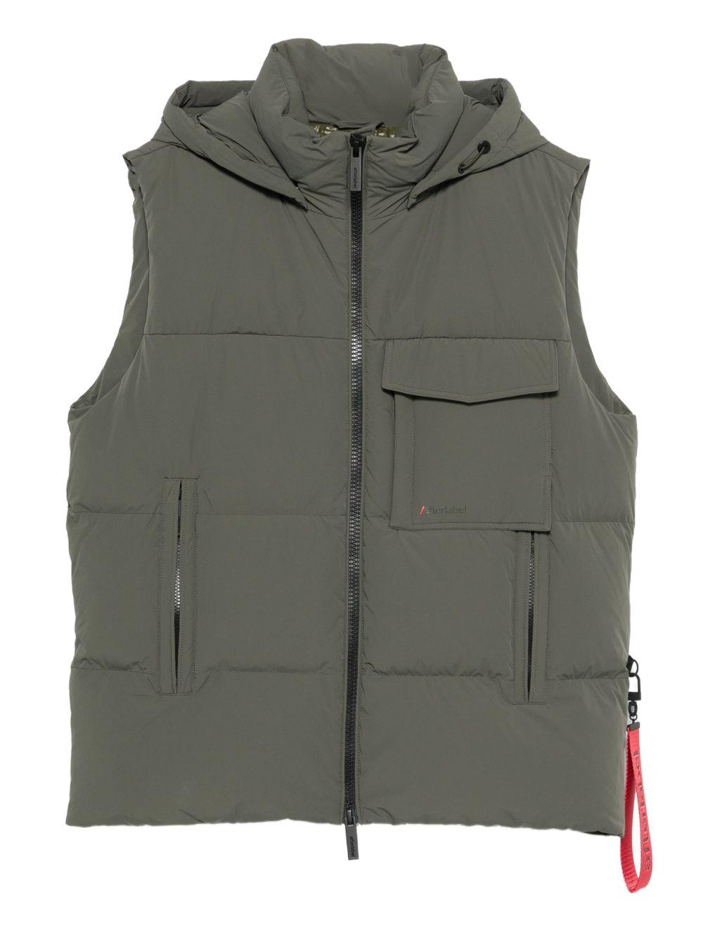 AFTER LABEL Gilet verde con cappuccio