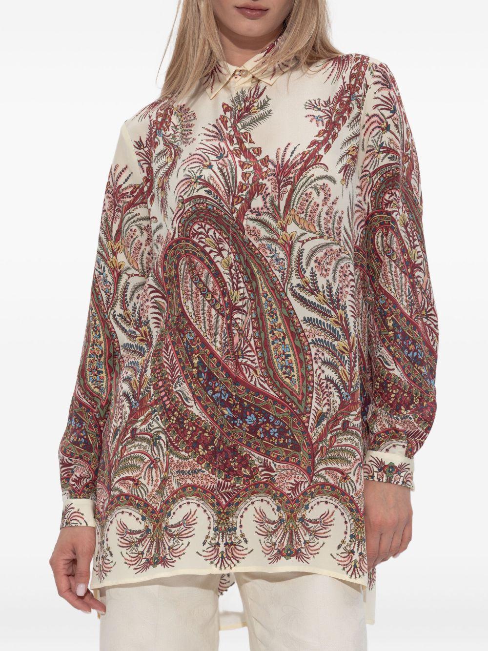 ETRO Camicia in seta crêpe de Chine con stampa Paisley floreale