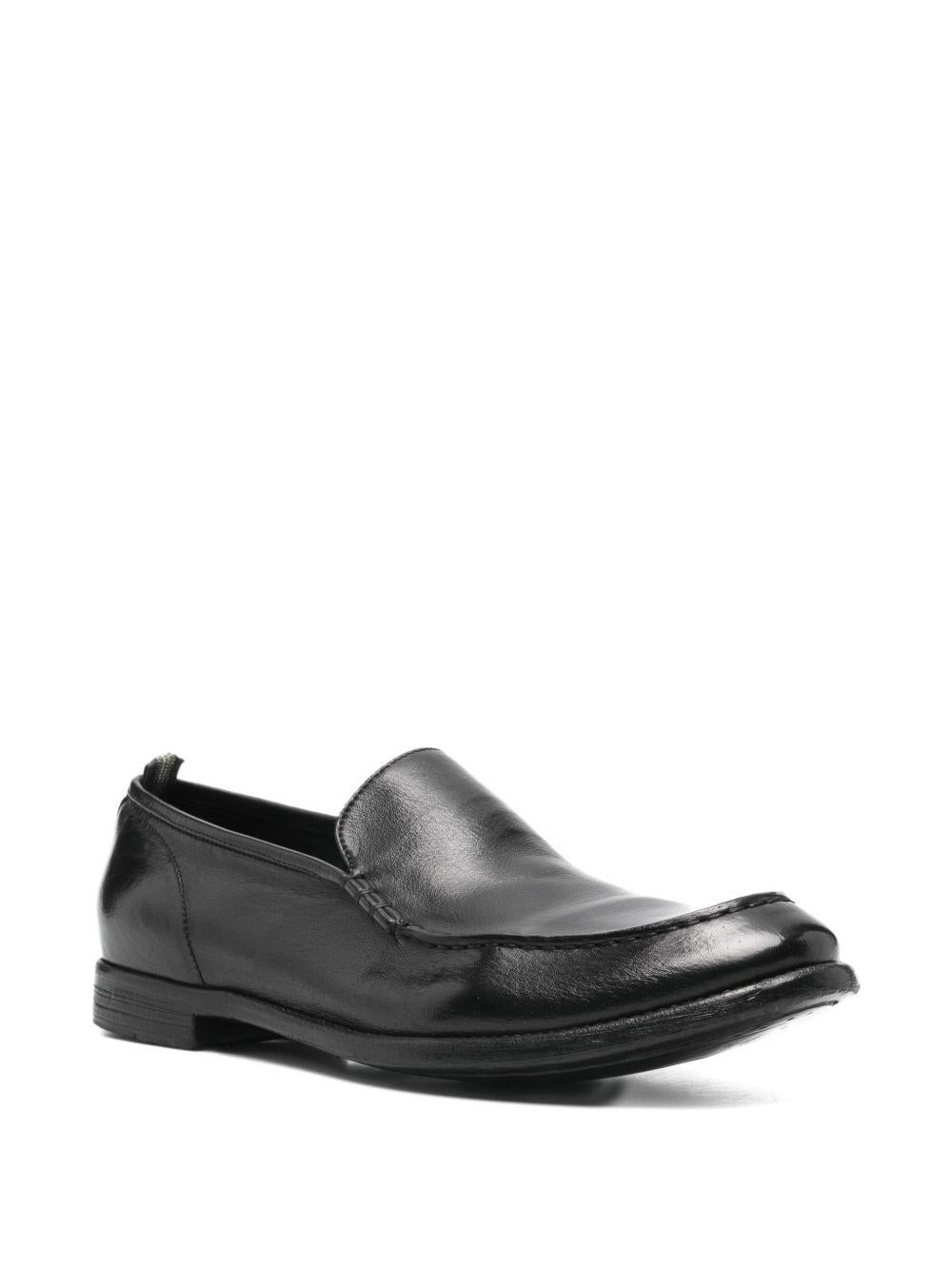 OFFICINE CREATIVE Mocassini neri slip-on con punta tonda