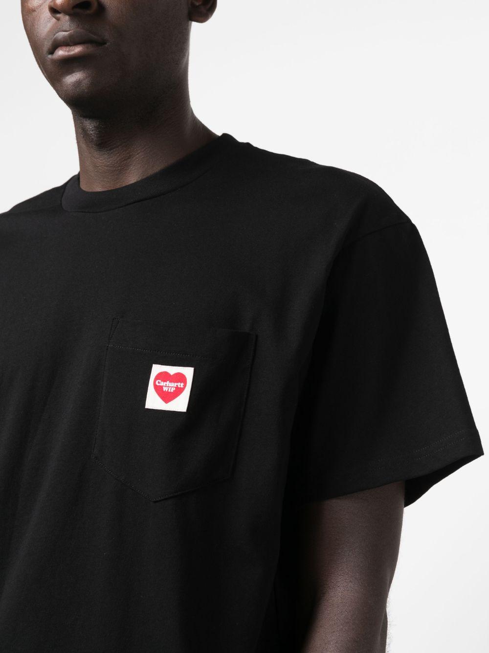CARHARTT WIP T-shirt in cotone nero con tasca e logo cuore