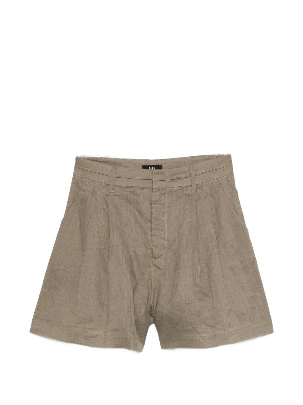 ELEH Shorts color fango con passanti per cintura