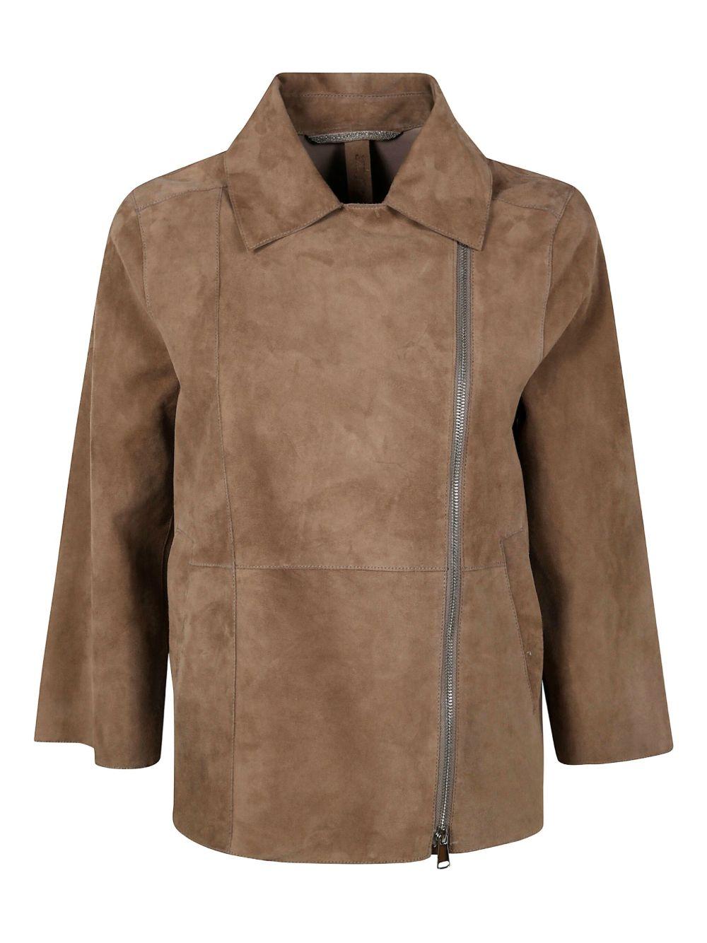 THE JACK AND JACKIE LEATHERS Giacca Gaia in pelle scamosciata con zip asimmetrica