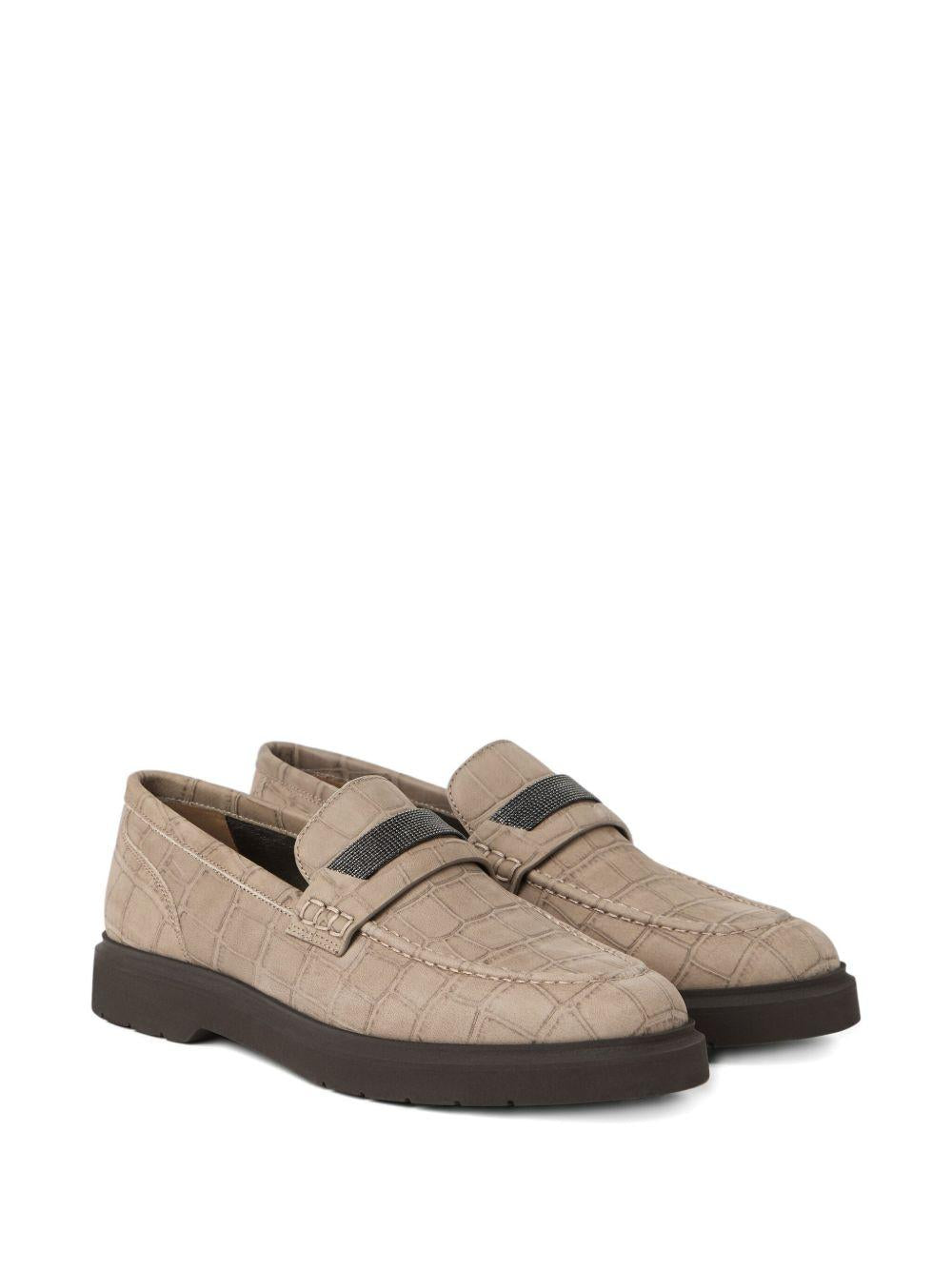 BRUNELLO CUCINELLI Mocassini beige con dettaglio frontale