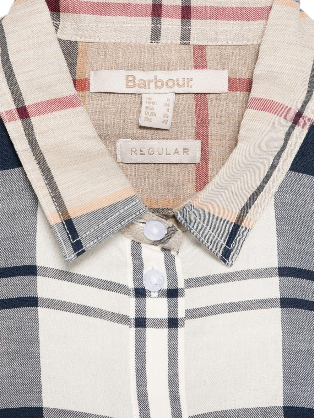 BARBOUR Camicia a quadri marrone in cotone