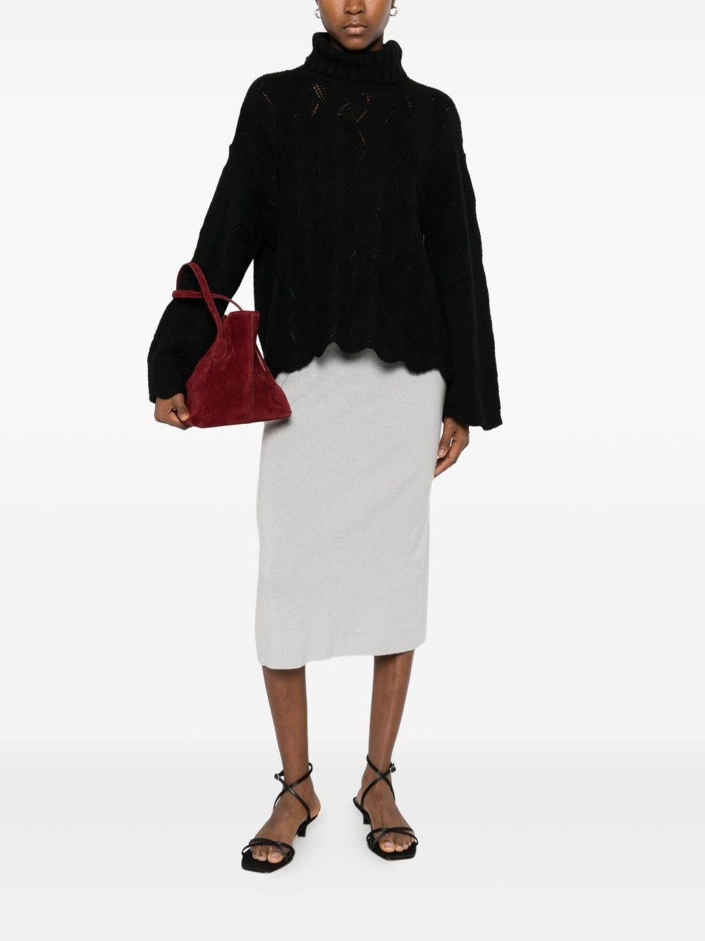 TWINSET Maglione con lavorazione pointelle nero