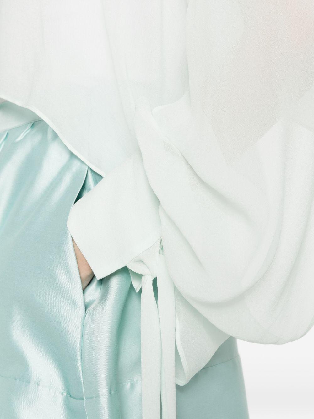 TWINSET Camicia celeste con maniche a sbuffo e scollo a barca