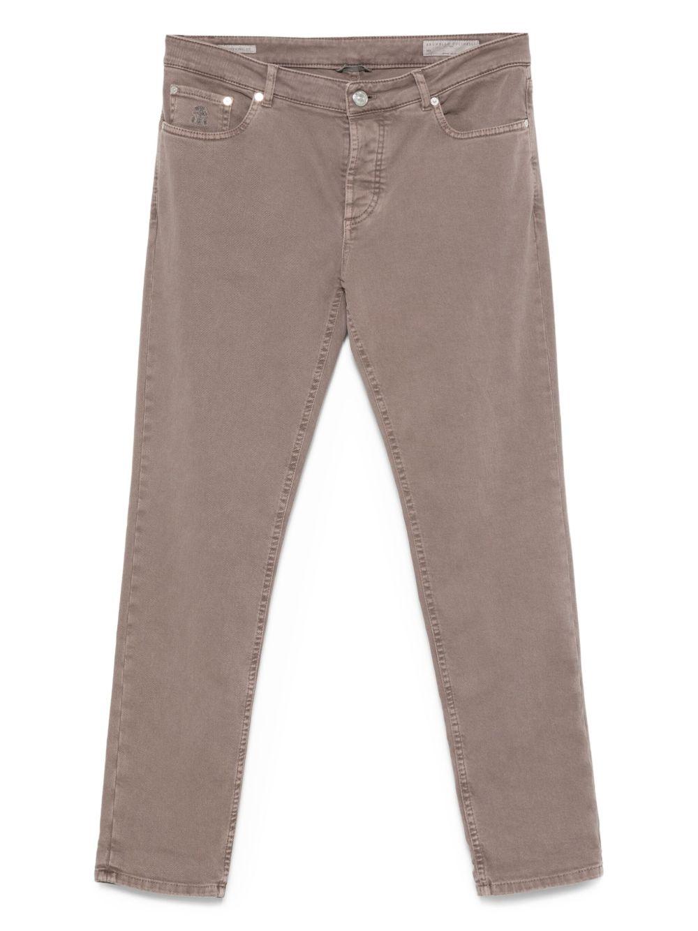 BRUNELLO CUCINELLI Jeans dritti in cotone color tortora