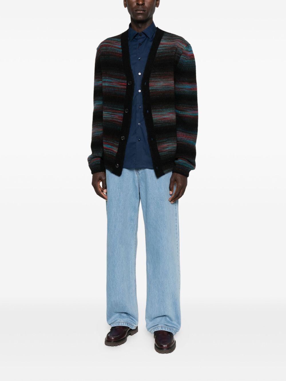 PAUL SMITH Cardigan nero a righe con scolllo a V