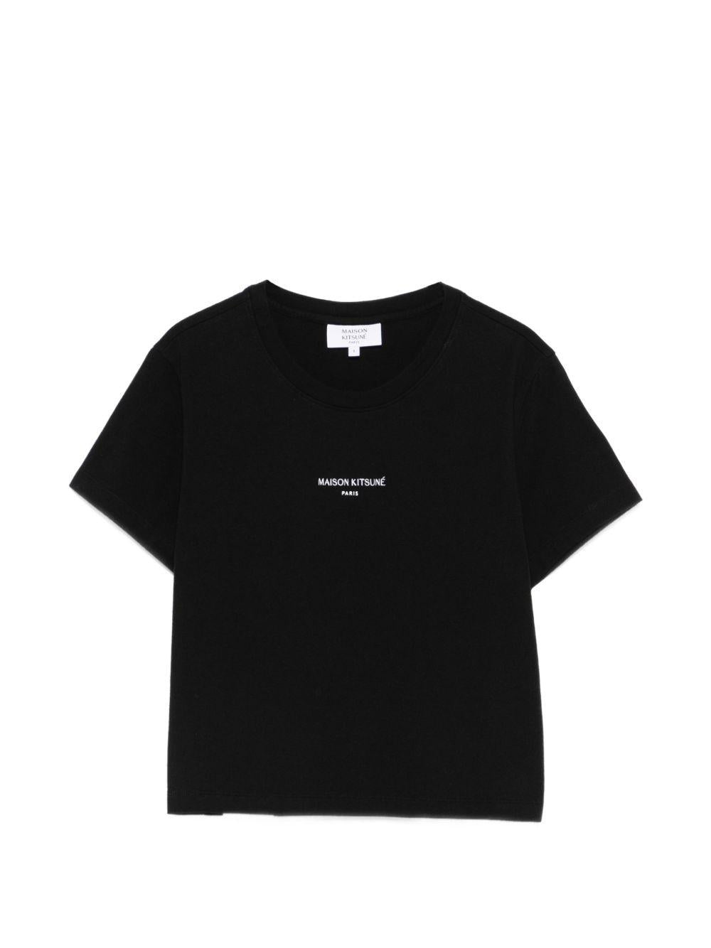 MAISON KITSUNE T-shirt con logo ricamato nera