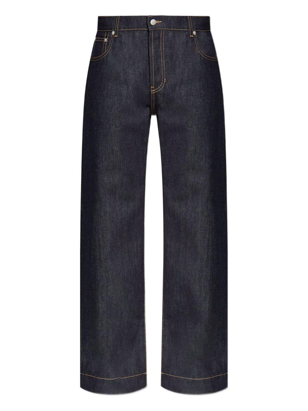 ALEXANDER McQUEEN Jeans a gamba ampia in denim color indaco