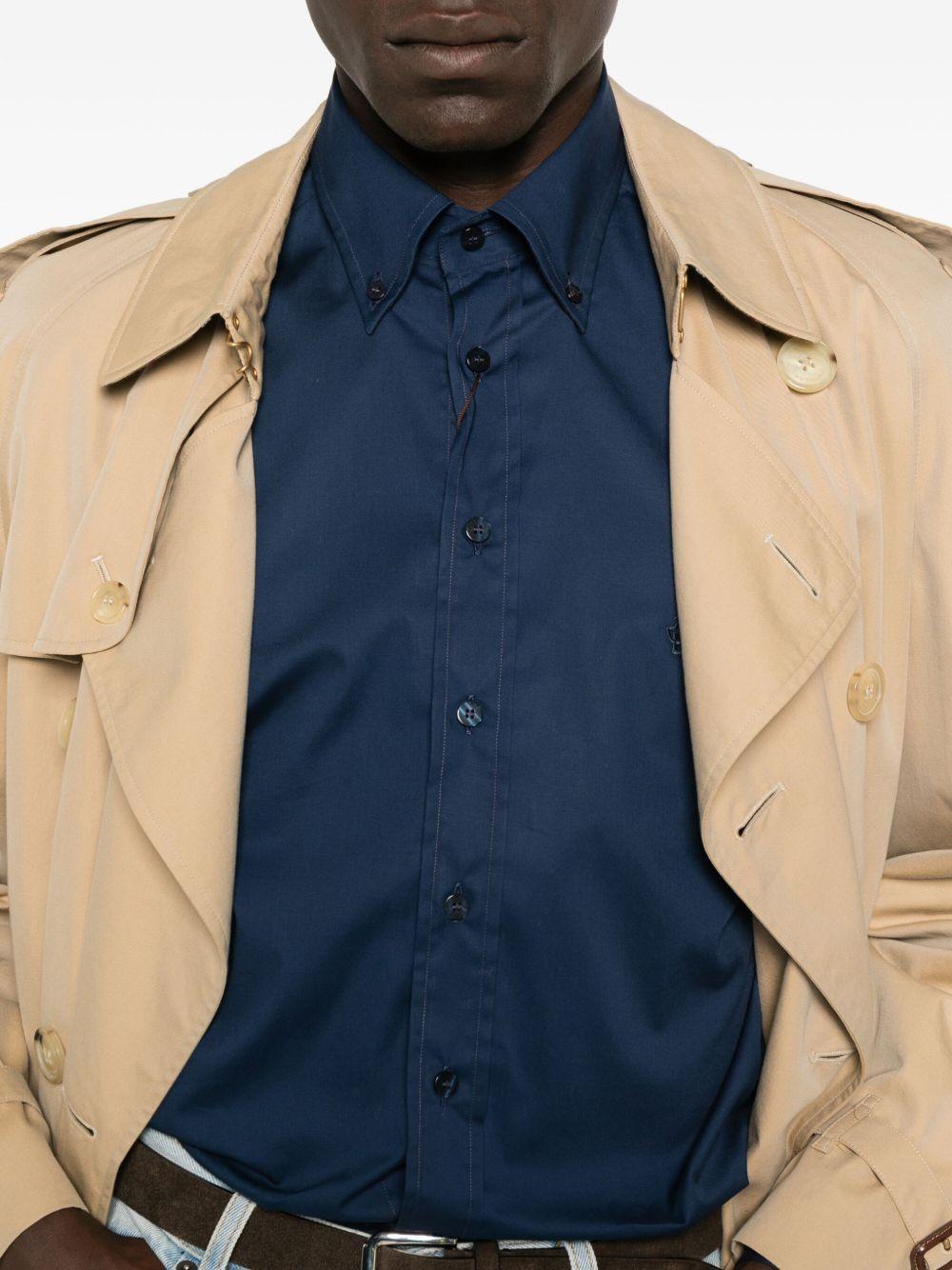 ETRO Camicia in cotone elasticizzato blu