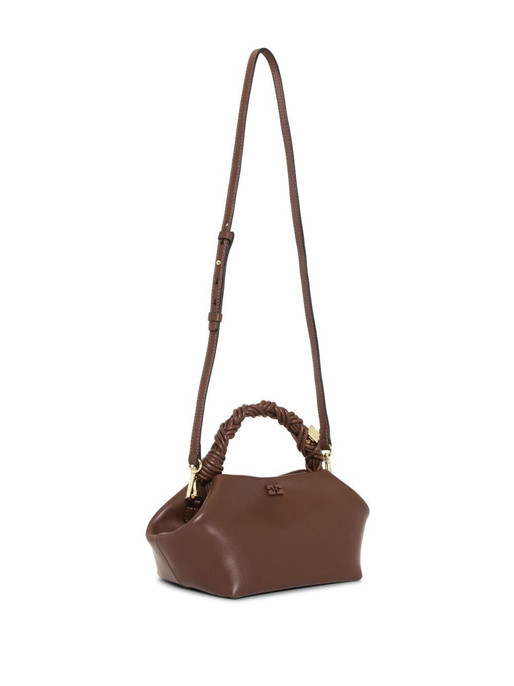 GANNI Borsa a mano Bou Bag Small in pelle color cioccolato