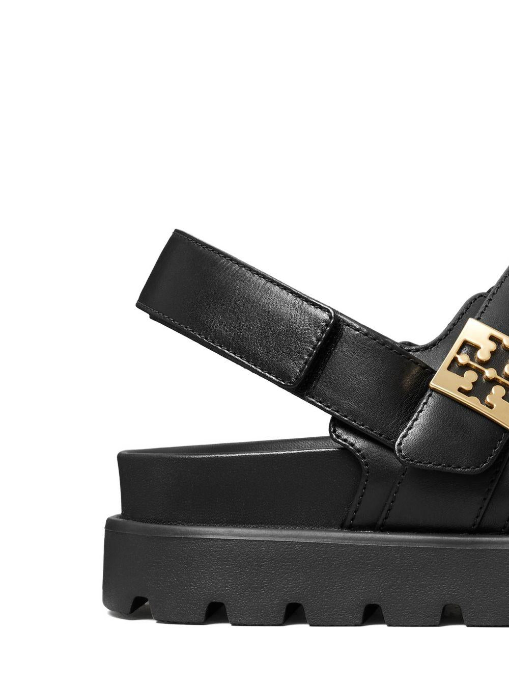 TORY BURCH Sandali in pelle nera con dettagli dorati