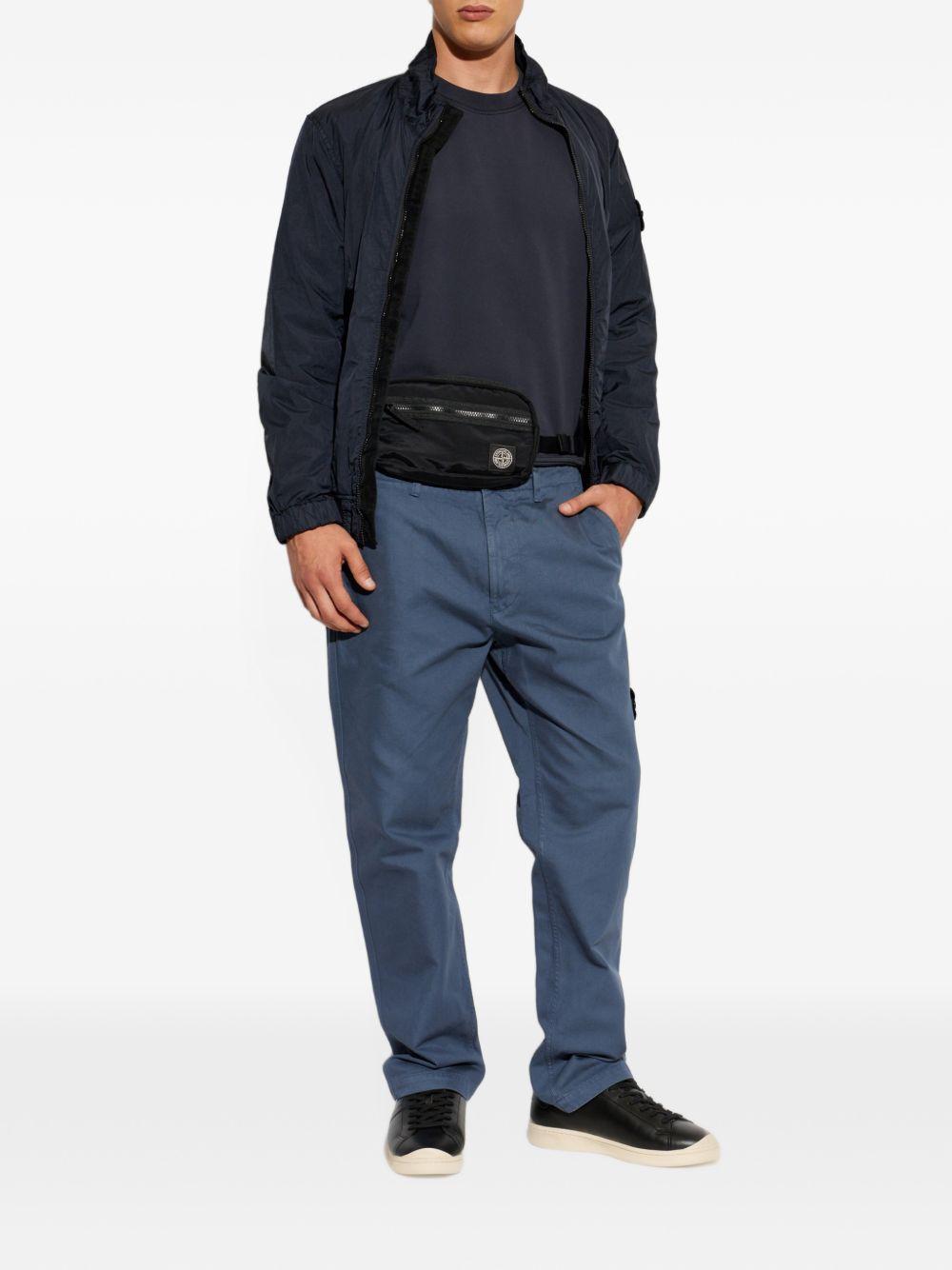 STONE ISLAND Felpa girocollo blu in cotone