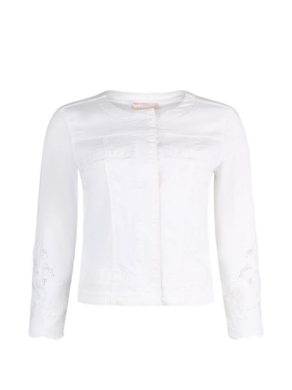 LIUJO Giacca bianca di jeans senza colletto