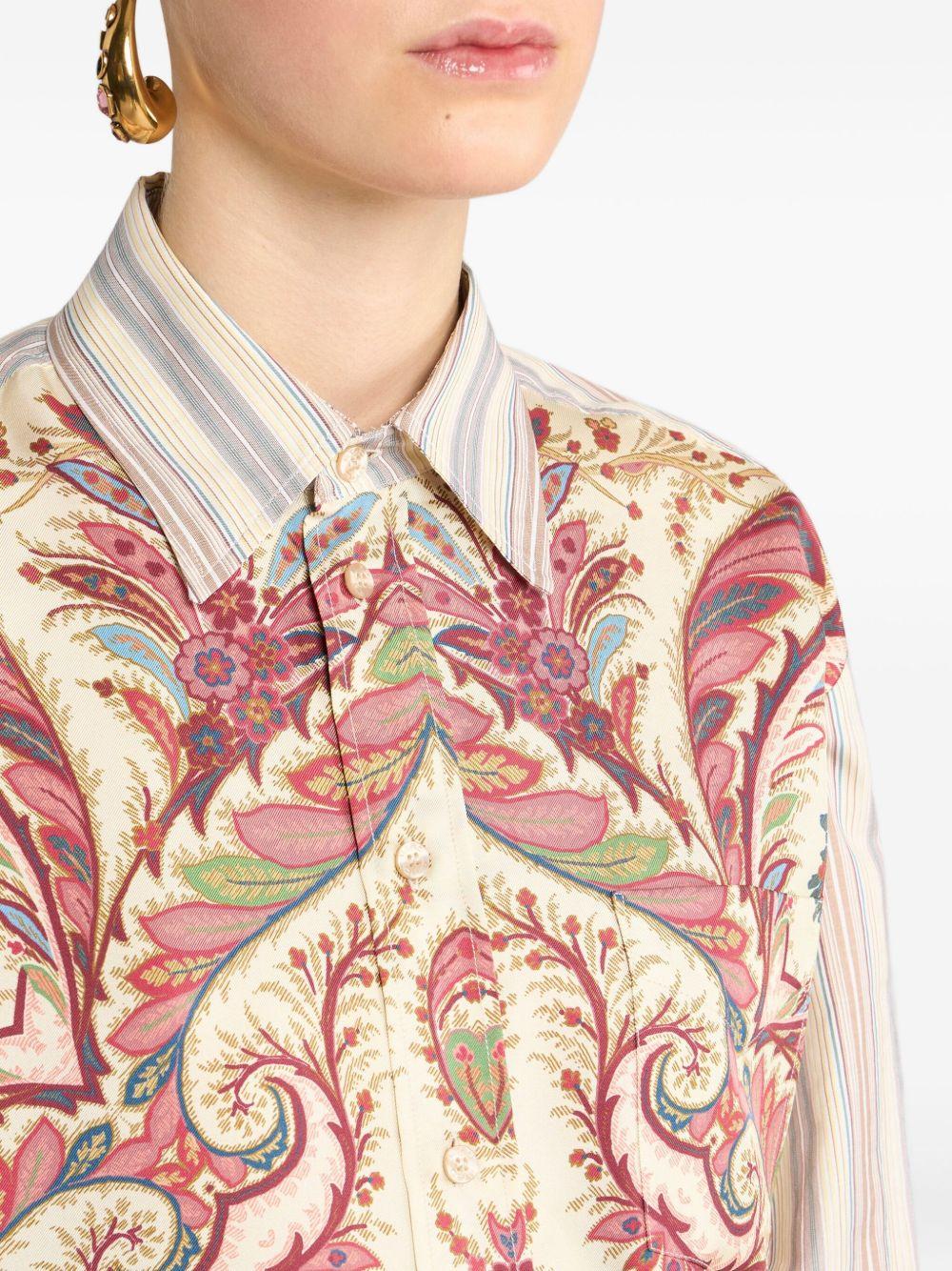 ETRO Camicia over in cotone a righe con stampa