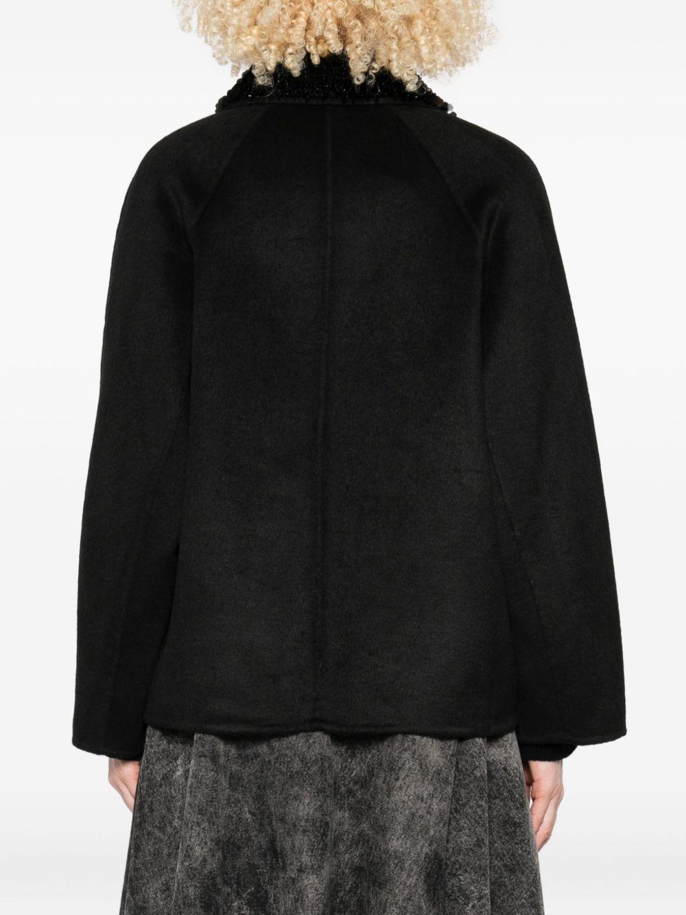 LIUJO Cappotto corto nero con colletto decorato