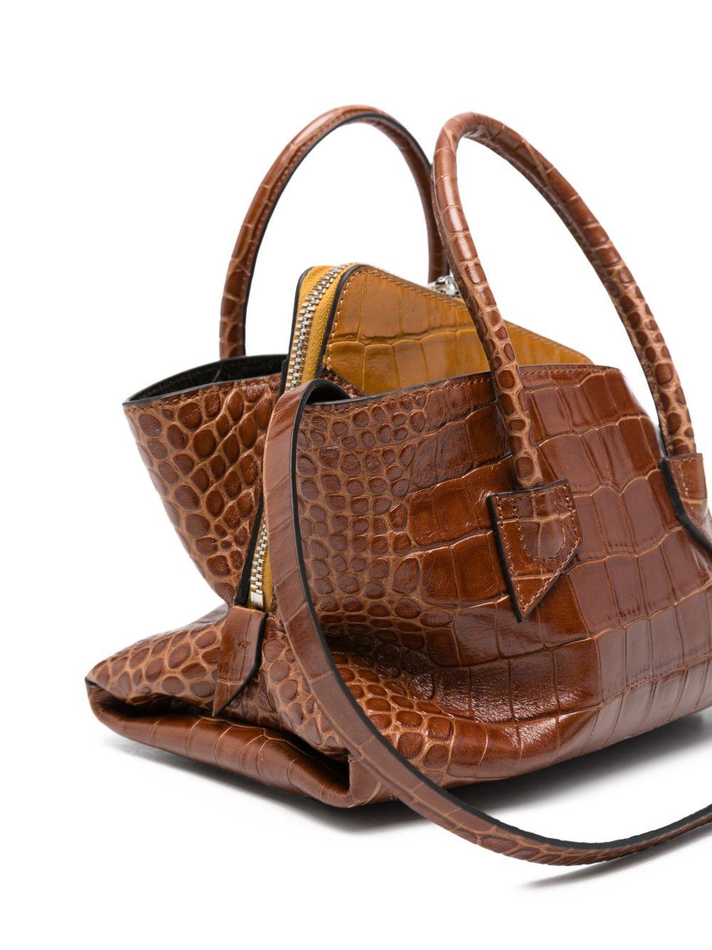 THE ATTICO Borsa a spalla La Passeggiata Mini marrone lucida effetto cocco