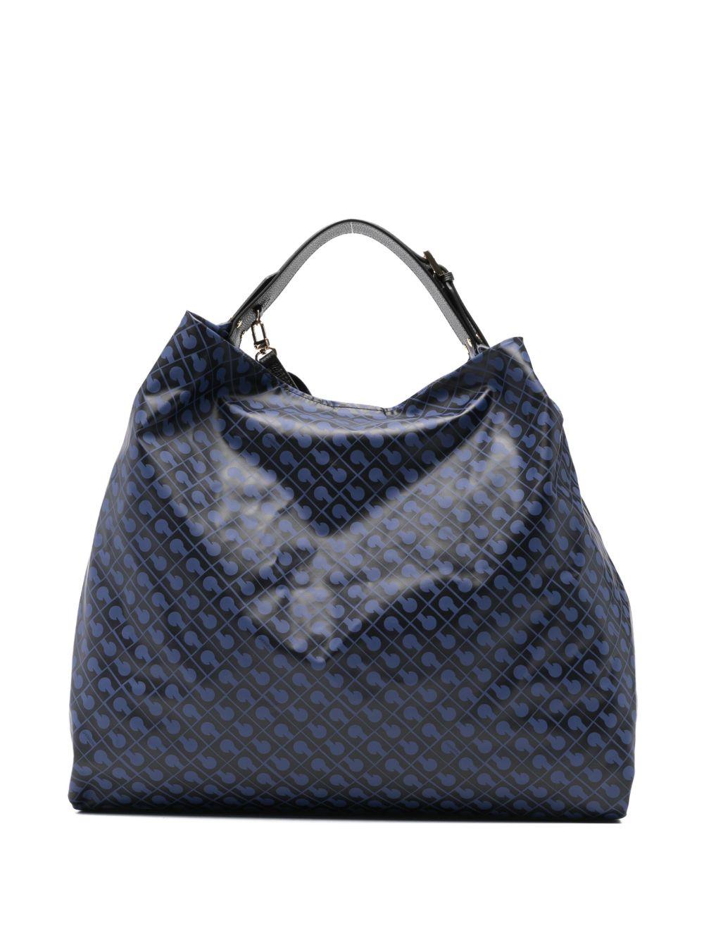 GHERARDINI Borsa a spalla Softy Odissey blu scuro con logo all-over