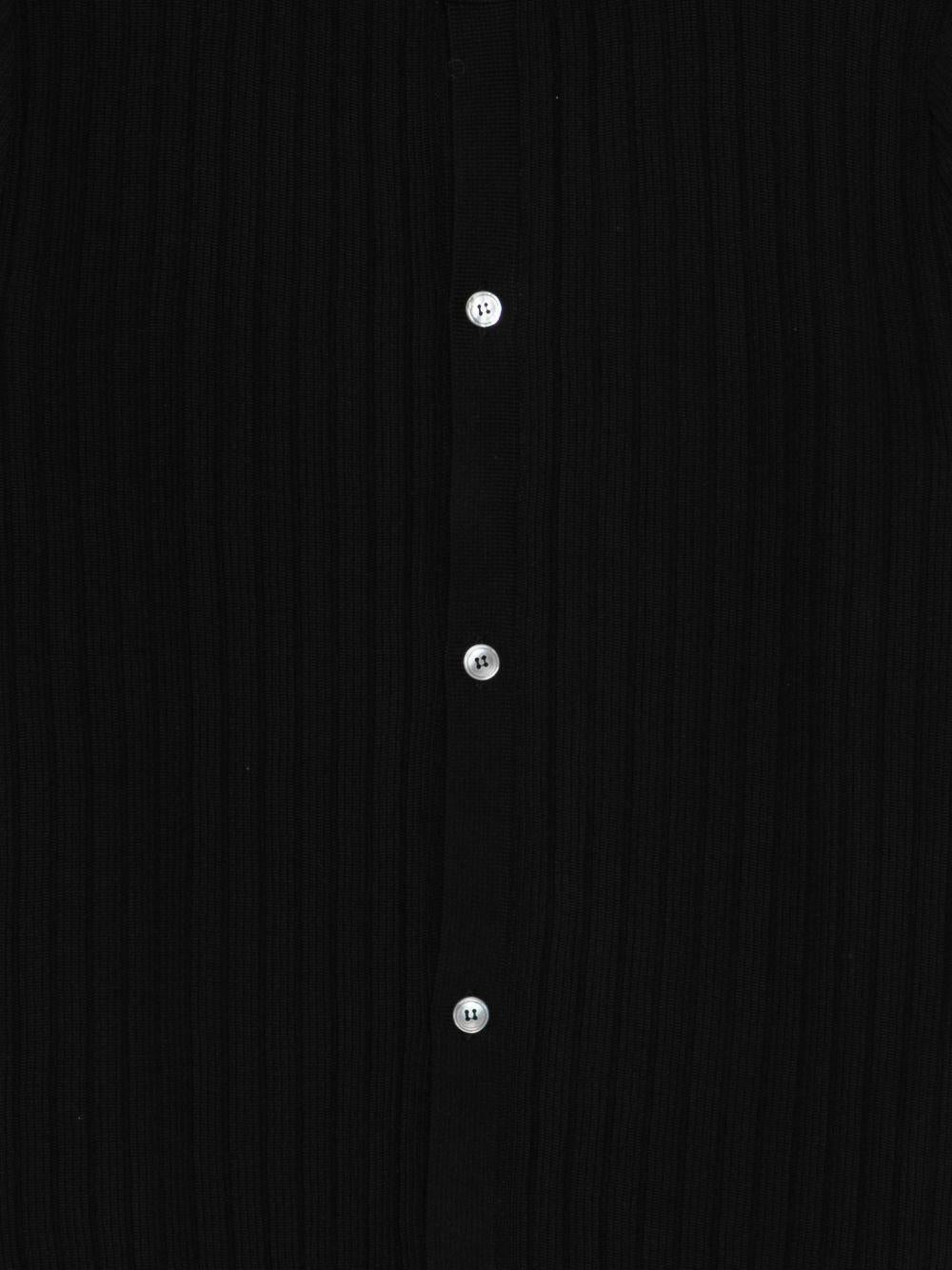 LARDINI Maglia in cotone nero con bottoni e maniche corte