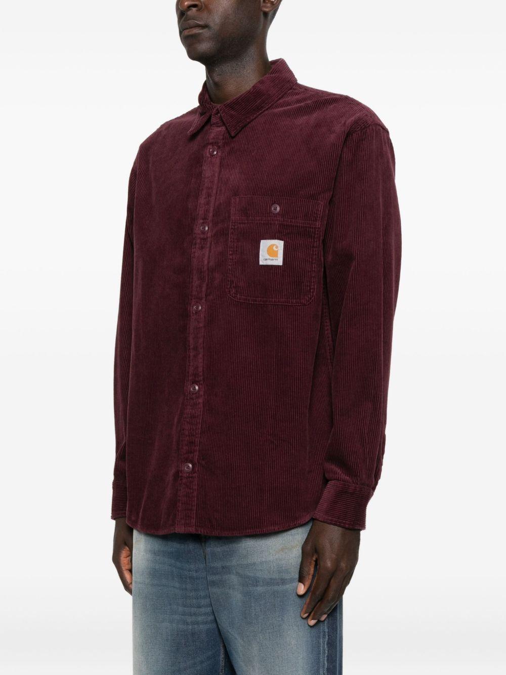 CARHARTT WIP Camicia bordeaux in cotone a coste