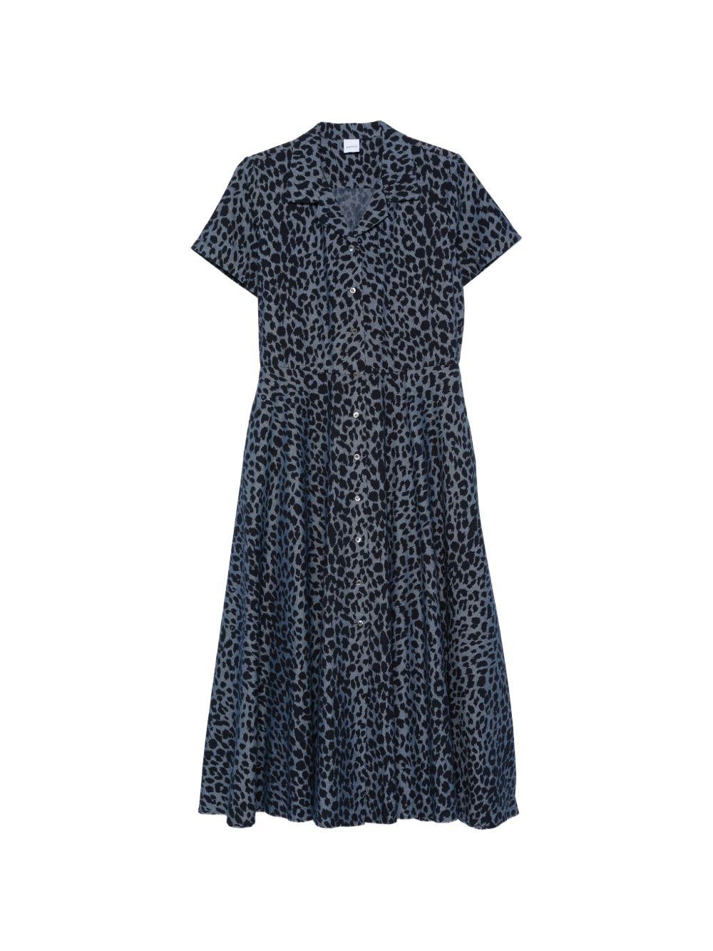 ASPESI Abito midi in cotone con stampa leopardata
