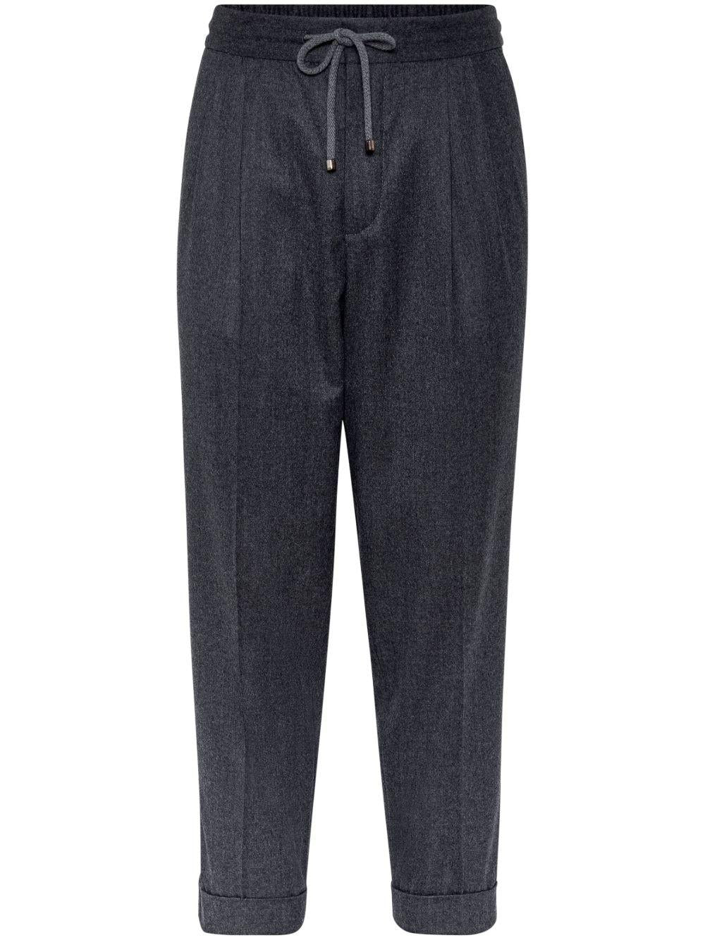 BRUNELLO CUCINELLI Pantalone in lana vergine grigio gessato