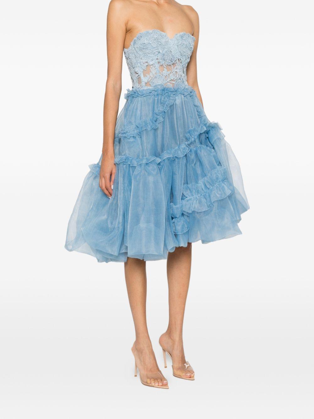 ERMANNO SCERVINO Gonna celeste in tulle impreziosito da ricami floreali