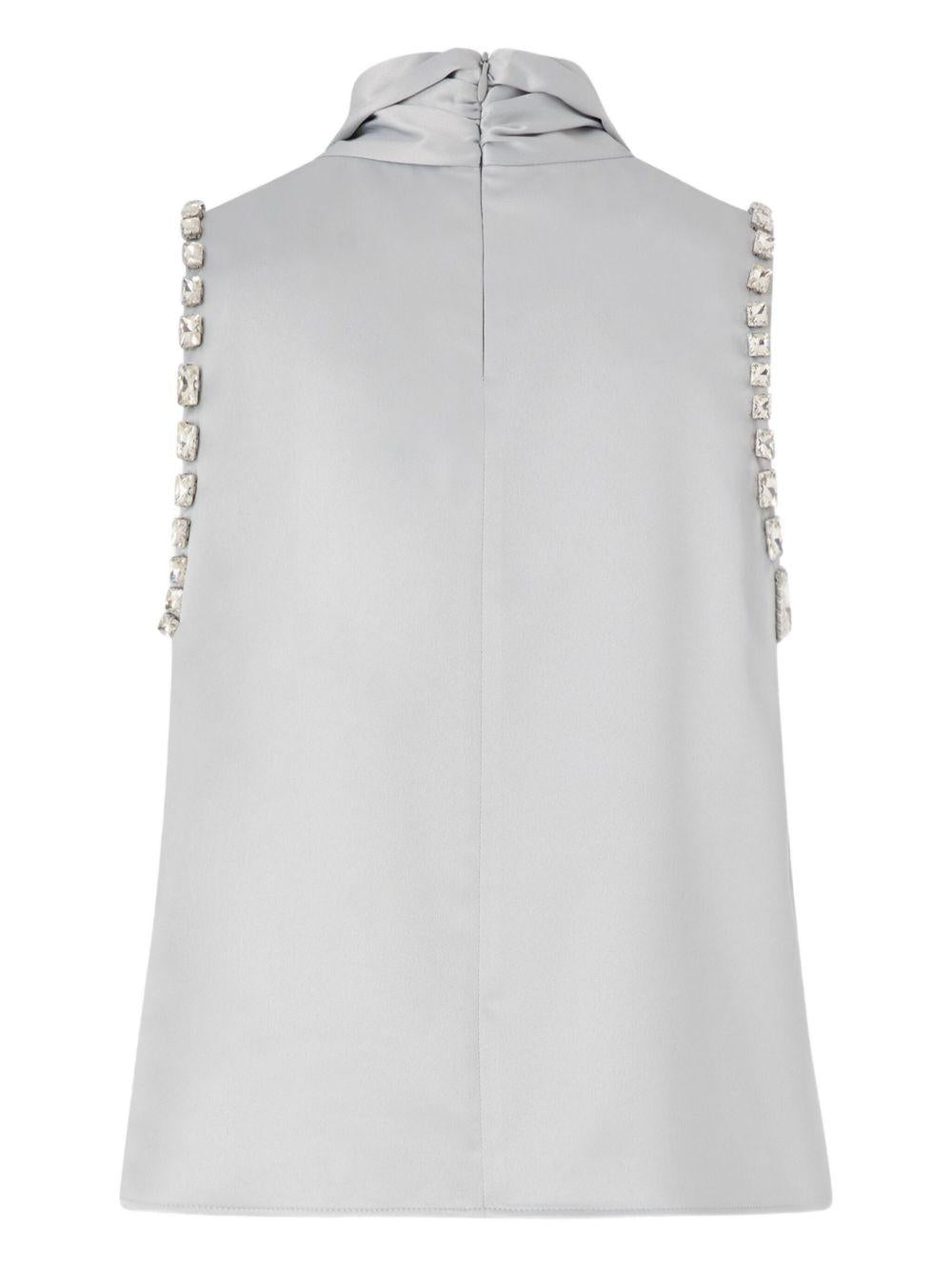 PINKO Top Enriqueta a collo alto con sciarpa e strass