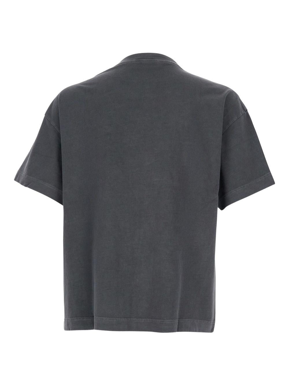 PALM ANGELS T-shirt in cotone grigio girocollo con logo bianco