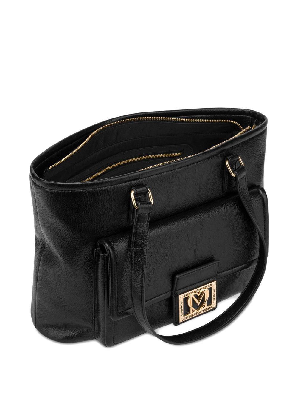 LOVE MOSCHINO Borsa shopping nera con logo