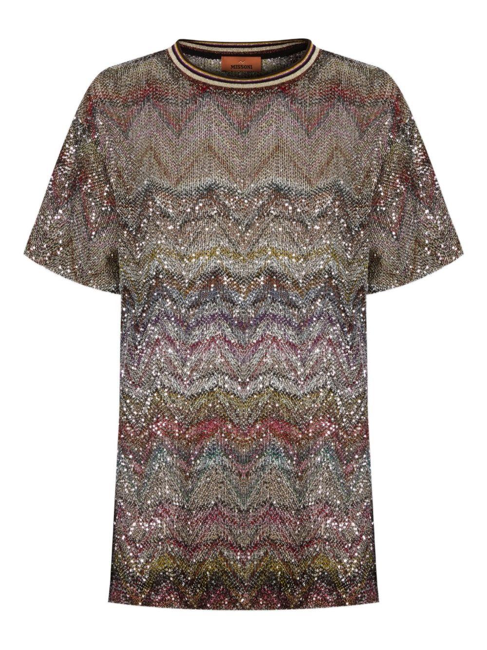 MISSONI T-shirt a manica corta con motivo zig zag e filo lamé