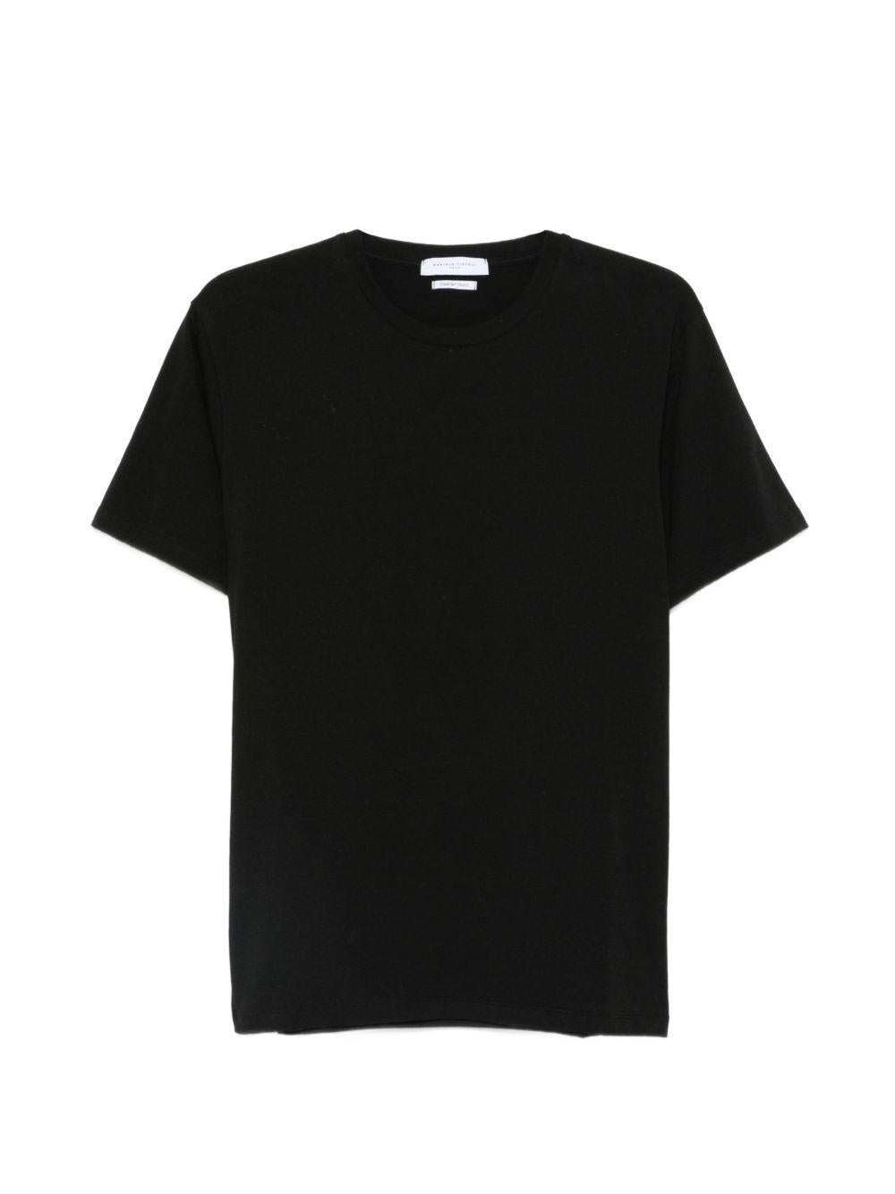 DANIELE FIESOLI T-shirt in cotone elasticizzato nero con girocollo e maniche corte