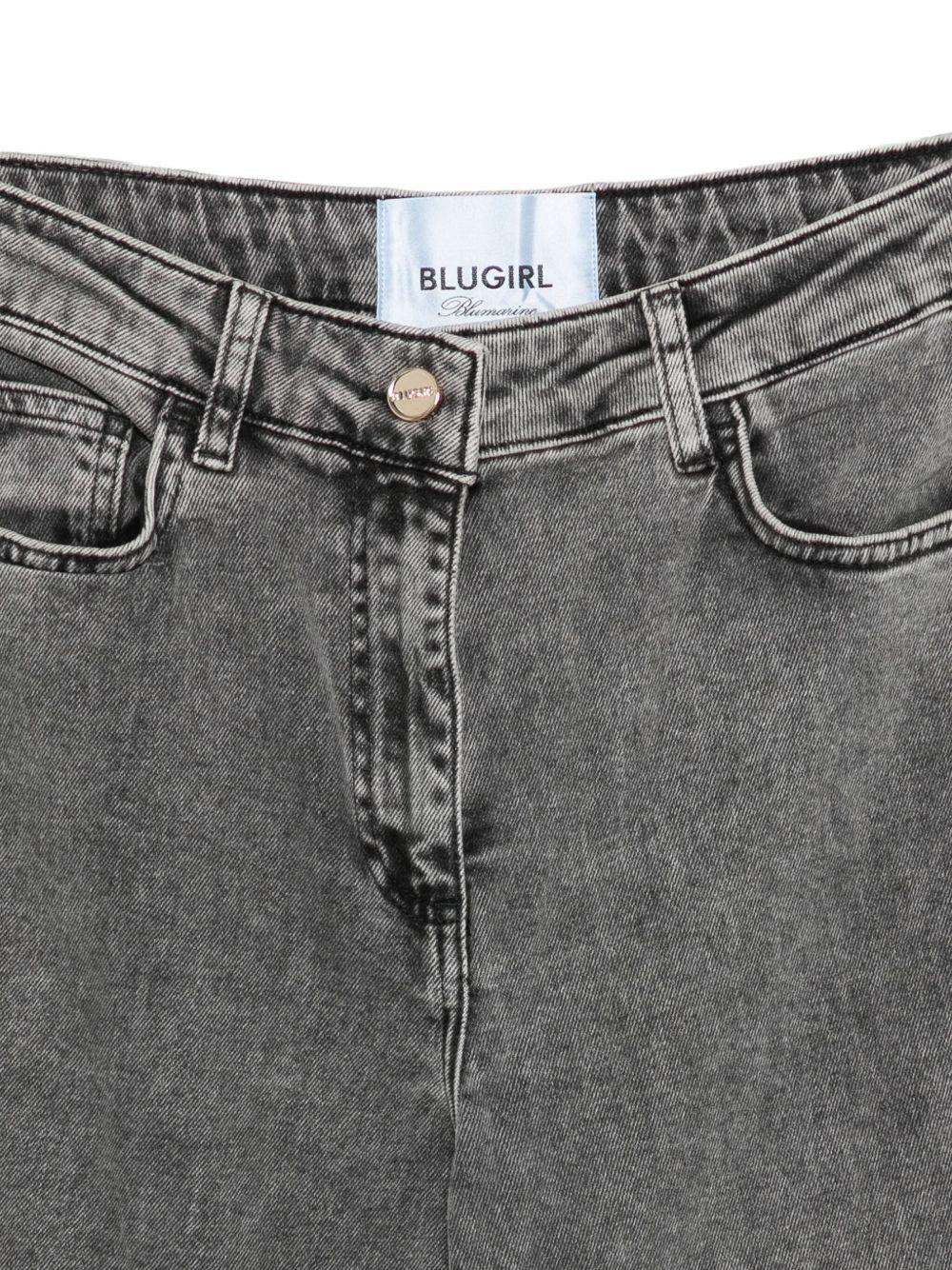 BLUGIRL Jeans grigi con ricami floreali