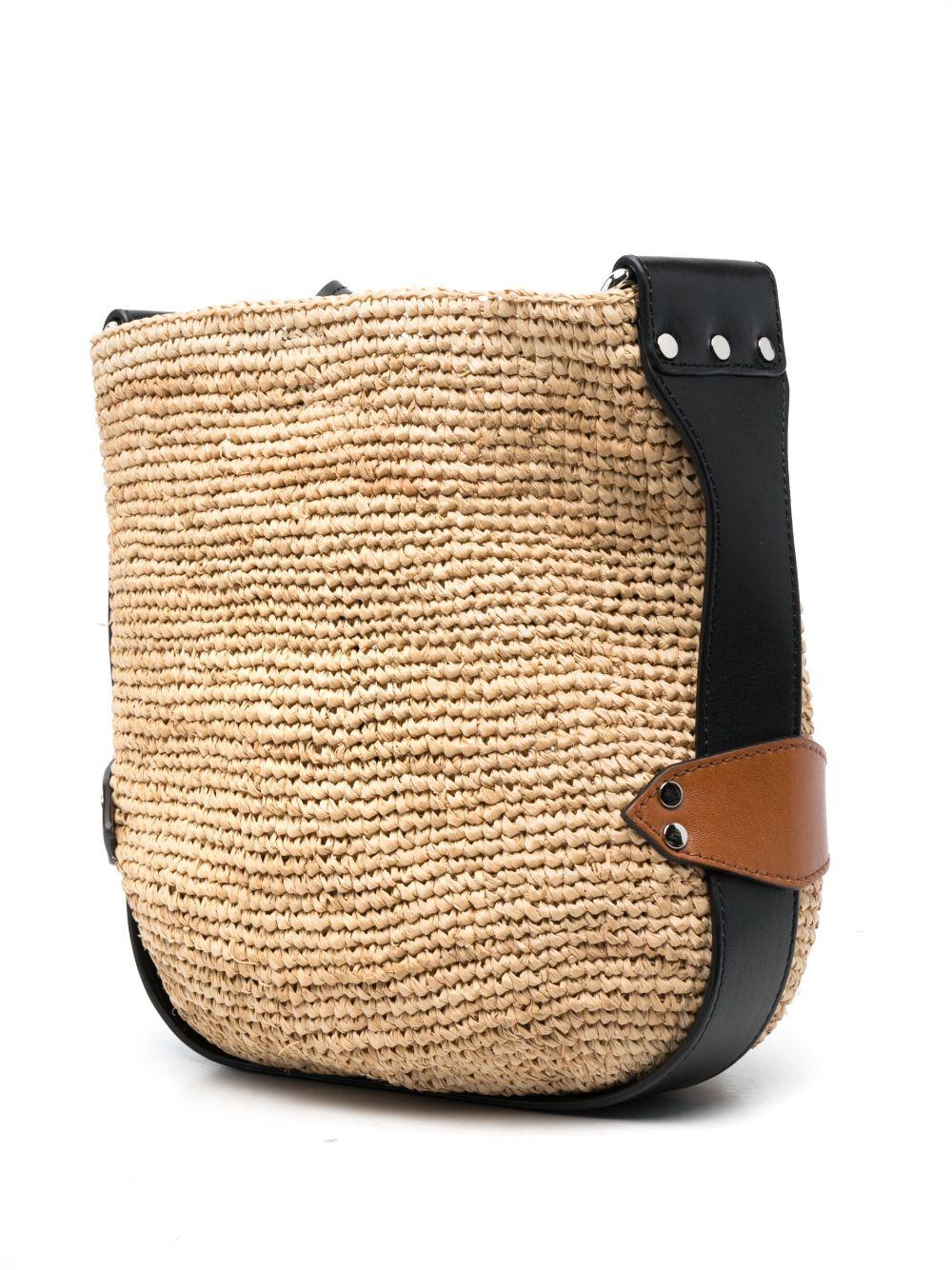ISABEL MARANT Borsa a tracolla in rafia e pelle