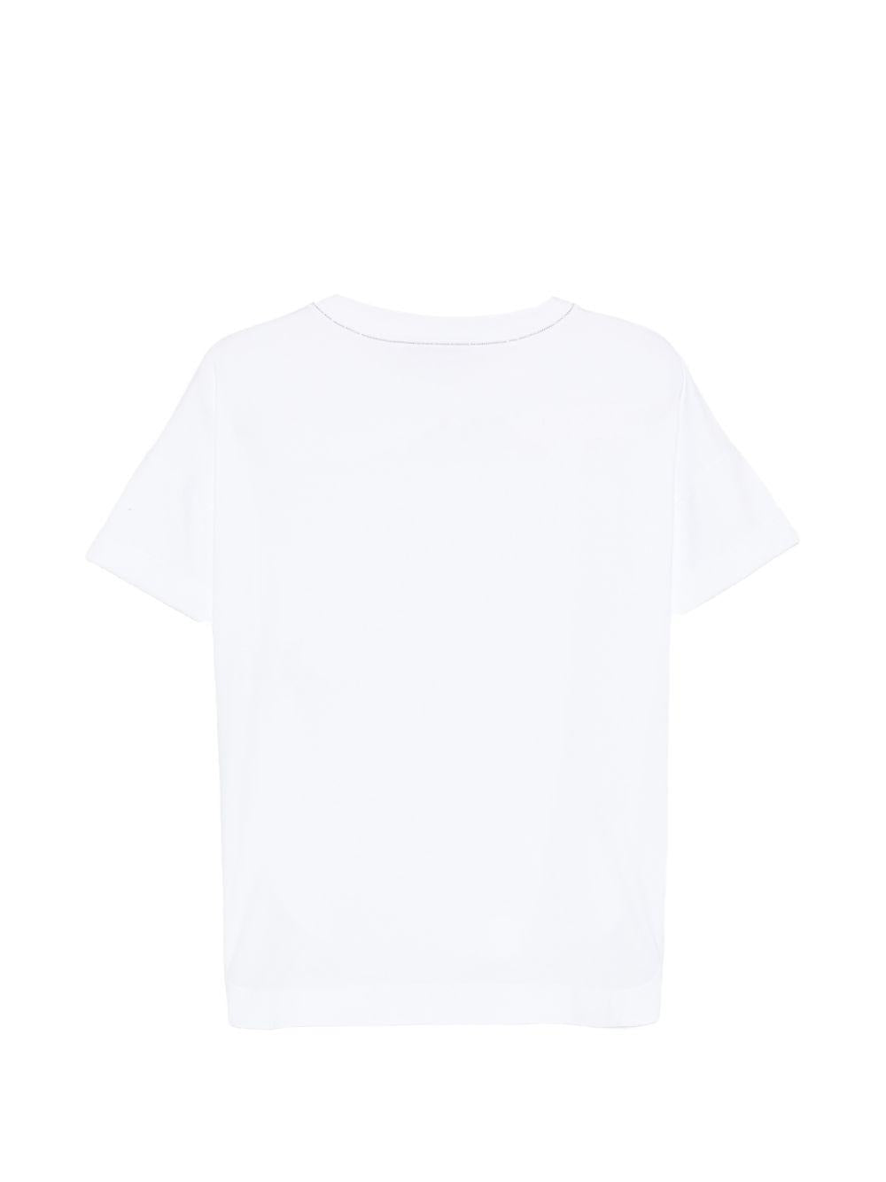 D EXTERIOR T-shirt a maniche corte in cotone elasticizzato bianco