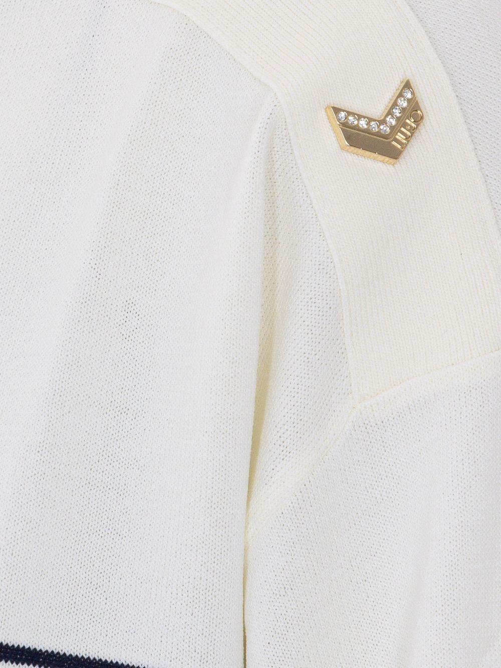 LIUJO Maglia bianca con scollo a barca a righe blu