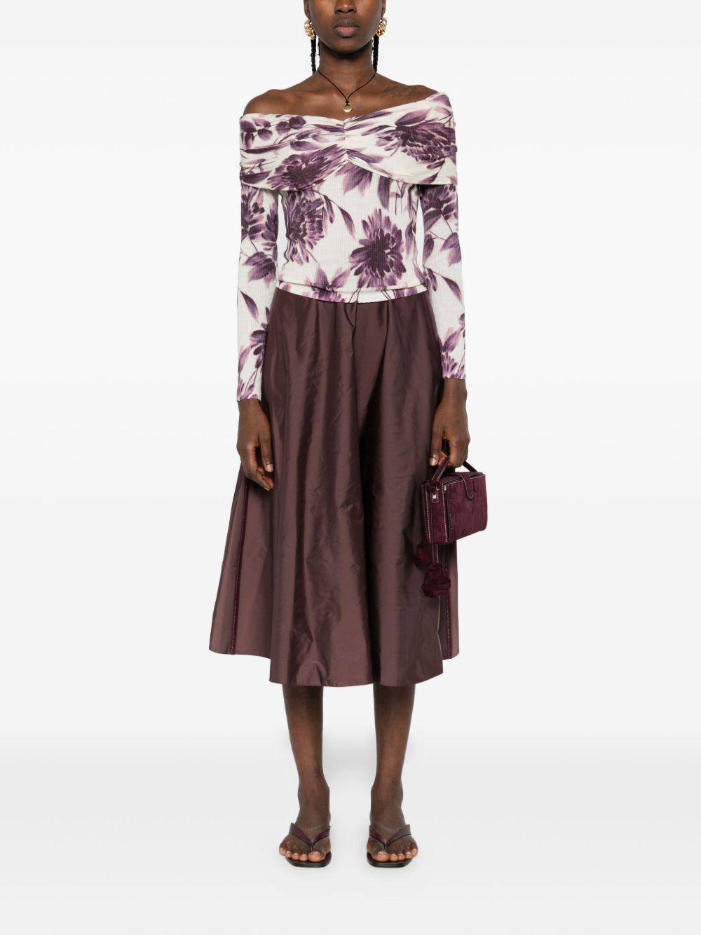 TWINSET Maglia con scollo bardot e stampa floreale