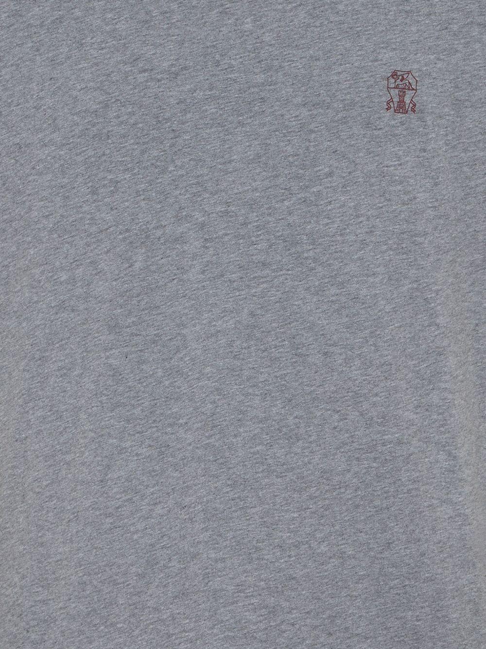 BRUNELLO CUCINELLI T-shirt girocollo in jersey di cotone grigio con logo