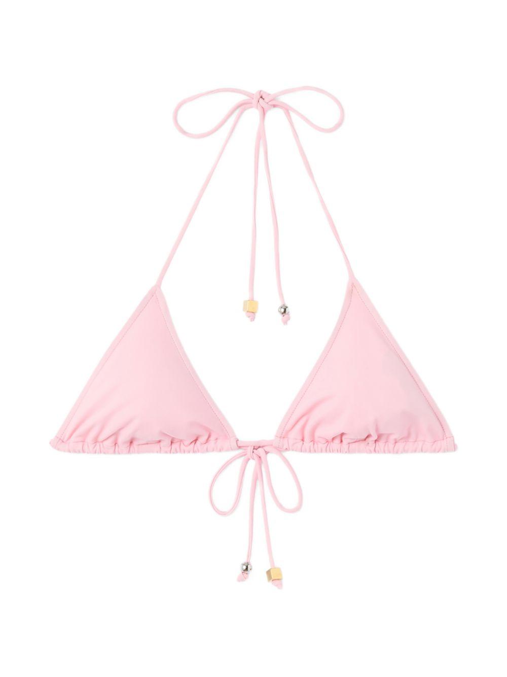 JACQUEMUS Top bikini Triangle rosa con perline