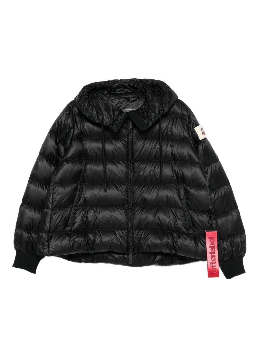 AFTER LABEL Piumino corto nero con cappuccio