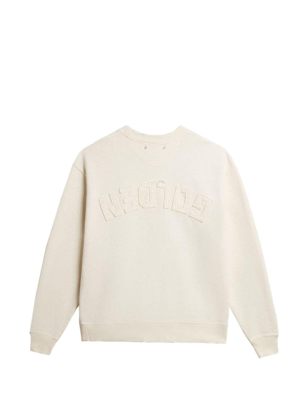 GOLDEN GOOSE Felpa in cotone bianco girocollo