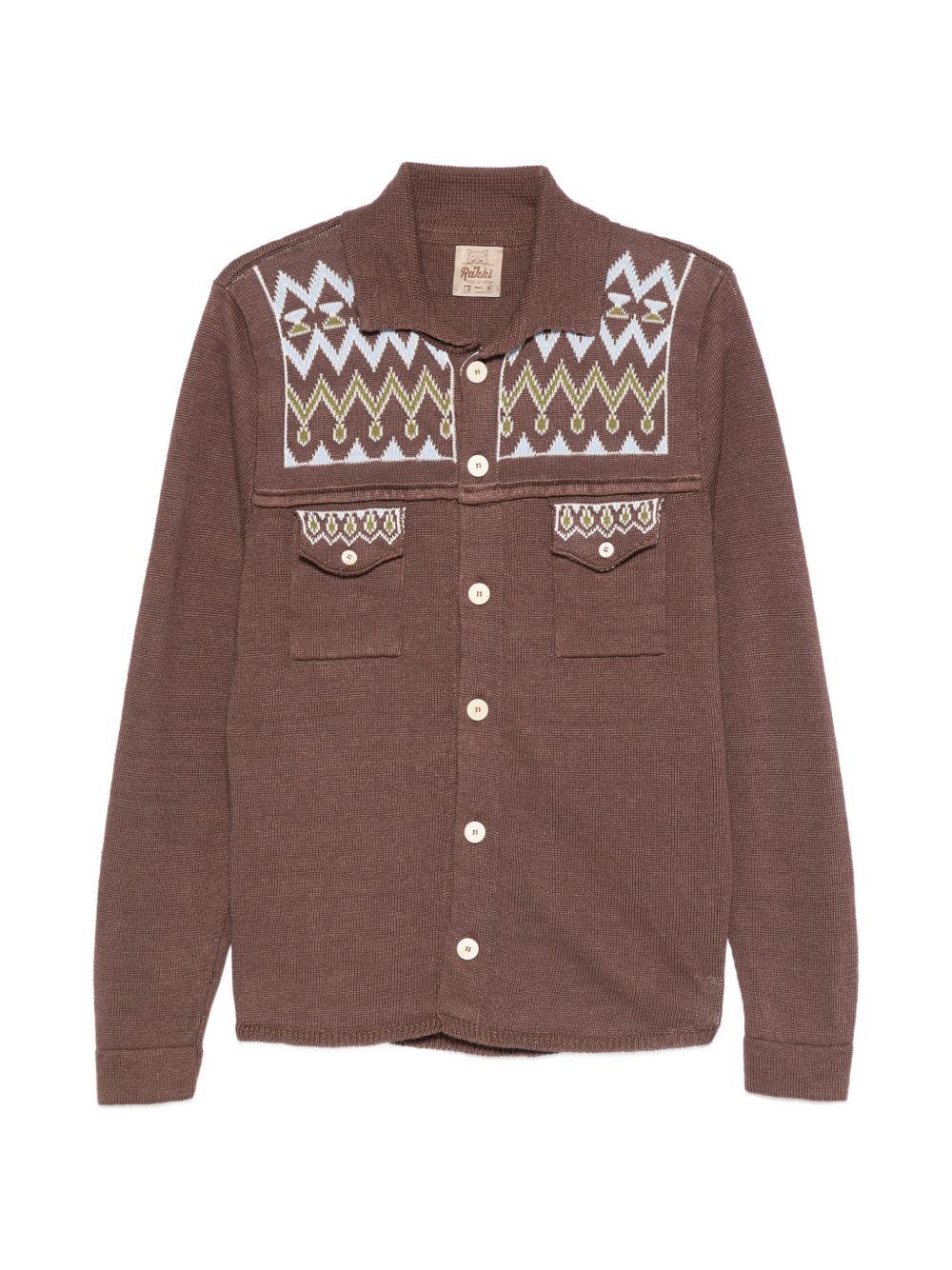 RAKKI Cardigan marrone ricamato Coleman