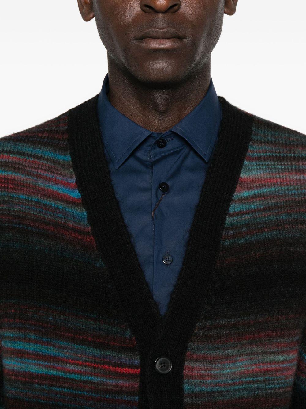 PAUL SMITH Cardigan nero a righe con scolllo a V