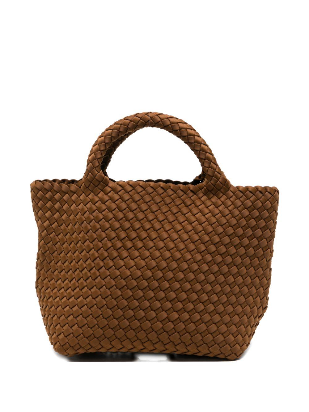 MARREA Mini borsa a tracolla marrone con texture intrecciata