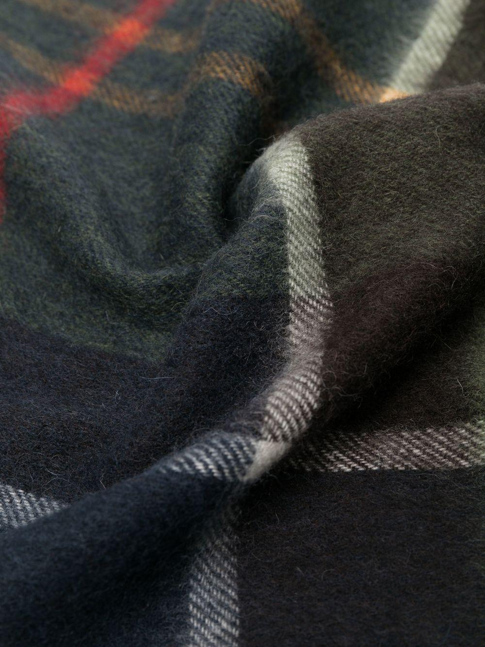 BARBOUR Sciarpa tartan in lana e cashmere con frange